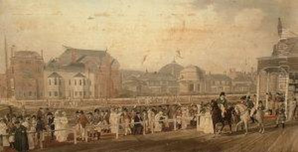 1802- George Iv Attending The Brighton Races Oil Painting by James Malton