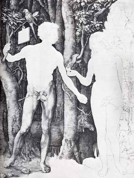 Adam And Eve I Oil Painting by Albrecht Durer