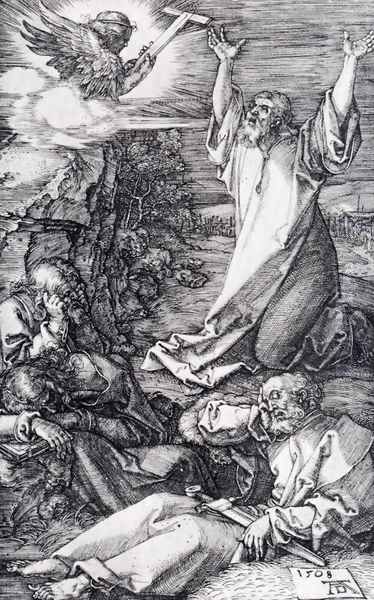 Agony In The Garden (Engraved Passion) Oil Painting by Albrecht Durer