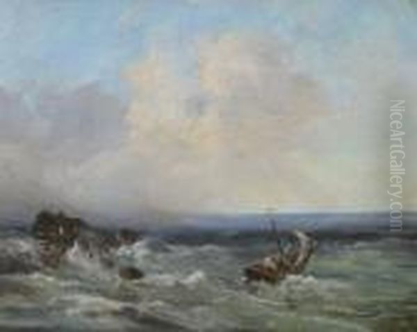 Mare In Burrasca Oil Painting by Ugo Manaresi