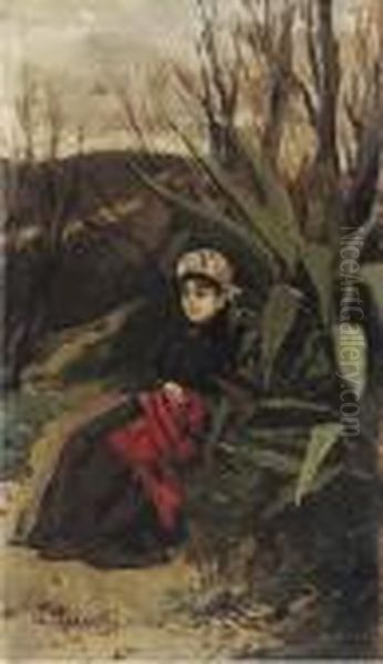 Figura In Giardino Oil Painting by Ugo Manaresi