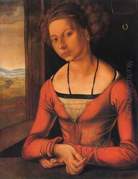 Portrait of a Woman with Her Hair Up Oil Painting by Albrecht Durer