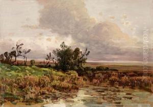 Paesaggio Lombardo Oil Painting by Carlo Mancini