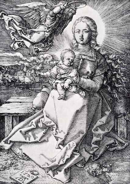 Madonna Crowned By An Angel Oil Painting by Albrecht Durer