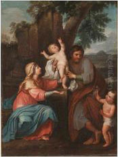 Sacrafamiglia Con S.giovannino Oil Painting by Francesco Mancini