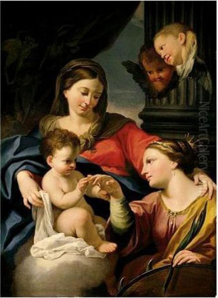 The Mystic Marriage Of Saint Catherine Oil Painting by Francesco Mancini