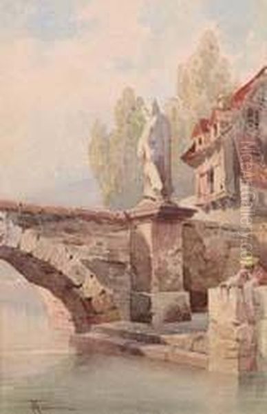 Ponte Di Pietra Oil Painting by Francesco, Lord Mancini