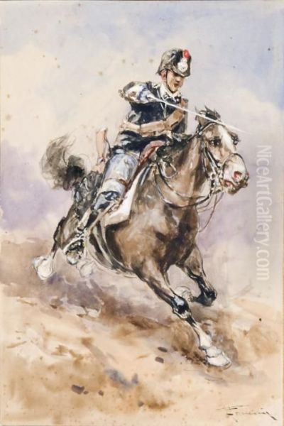 Carabiniere A Cavallo Oil Painting by Francesco, Lord Mancini