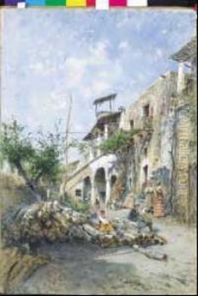 Contadine A Positano Oil Painting by Francesco, Lord Mancini