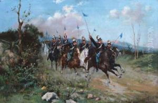 Militari A Cavallo Oil Painting by Francesco, Lord Mancini