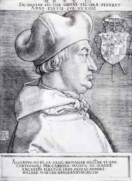 Cardinal Albrecht Of Brandenburg (or The Great Cardinal) Oil Painting by Albrecht Durer