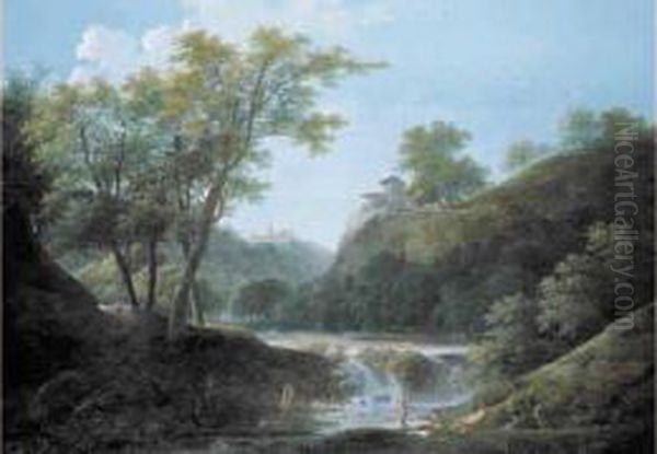 Paysage Classique Aux Baigneurs Oil Painting by Alphonse N. Michel Mandevare