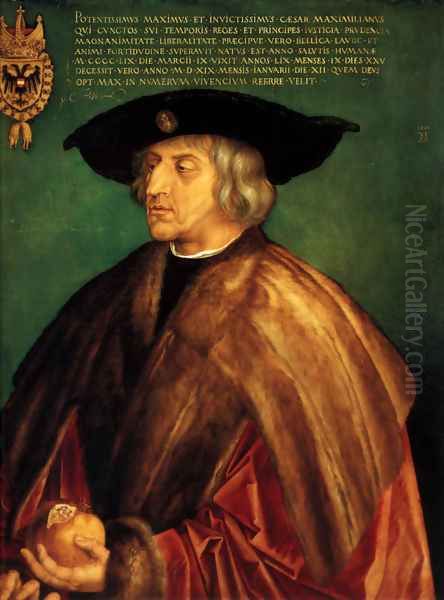 Portrait Of Emperor Maximillian I Oil Painting by Albrecht Durer