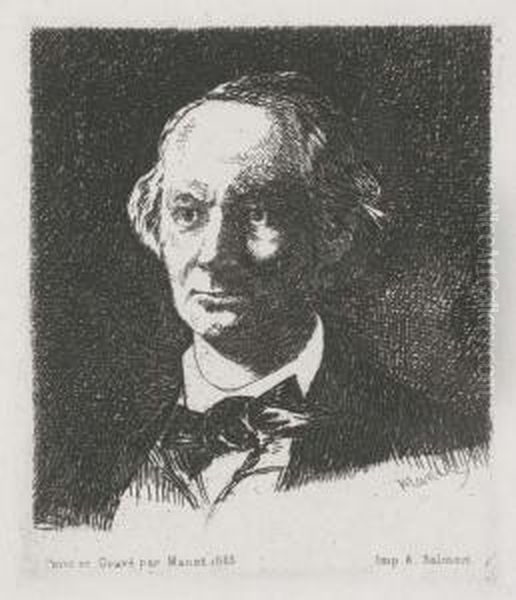 Charles Baudelaire, De Face (delteil 61) Oil Painting by Edouard Manet