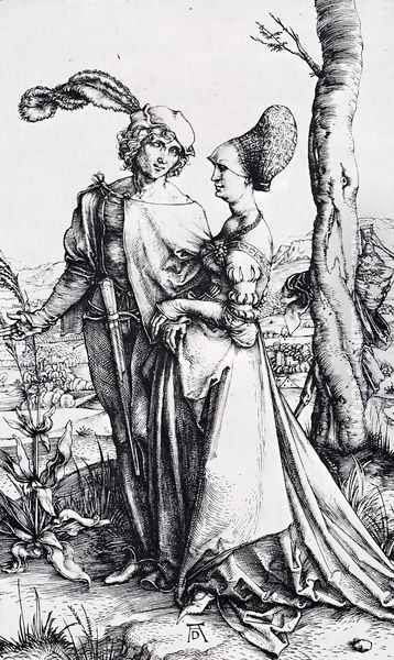 Young Couple Threatened By Death (or The Promenade) Oil Painting by Albrecht Durer