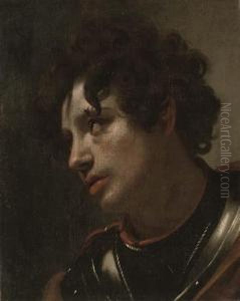 Head Of A Soldier: A Fragment Oil Painting by Bartolomeo Manfredi