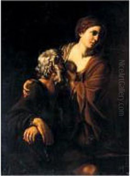 Cimon And Pero Oil Painting by Bartolomeo Manfredi