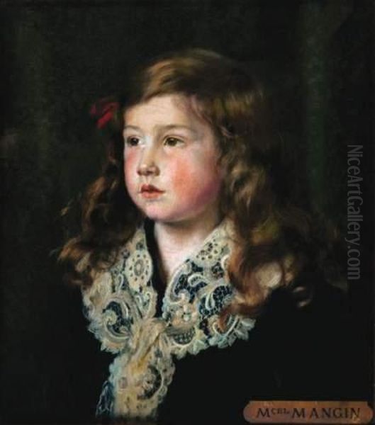 Portrait De Fillette Oil Painting by Marcel Mangin