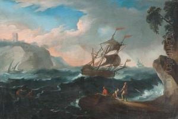 Mare In Tempesta Con Naufraghi Oil Painting by Adriaen Manglard