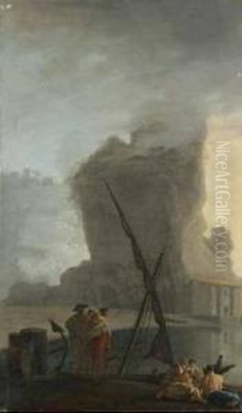 Scena Di Porto Oil Painting by Adriaen Manglard