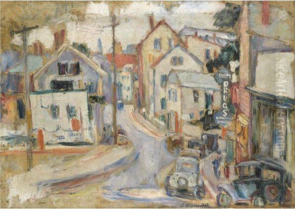 Street Scene Oil Painting by Abraham Manievich