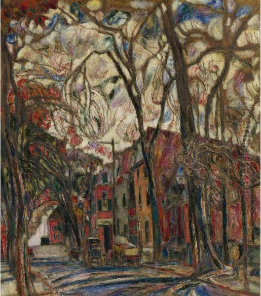 Park Scene Oil Painting by Abraham Manievich