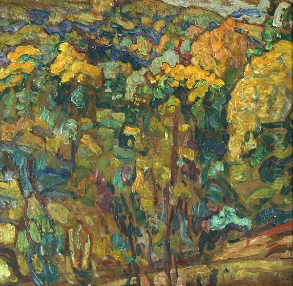 Hillside Landscape, Ukrainian Village Scene Oil Painting by Abraham Manievich