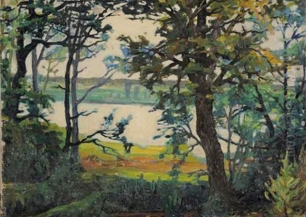 Lac A Travers Les Arbres Oil Painting by Abraham Manievich