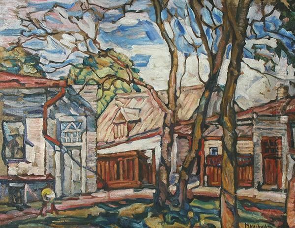 Village Scene Oil Painting by Abraham Manievich