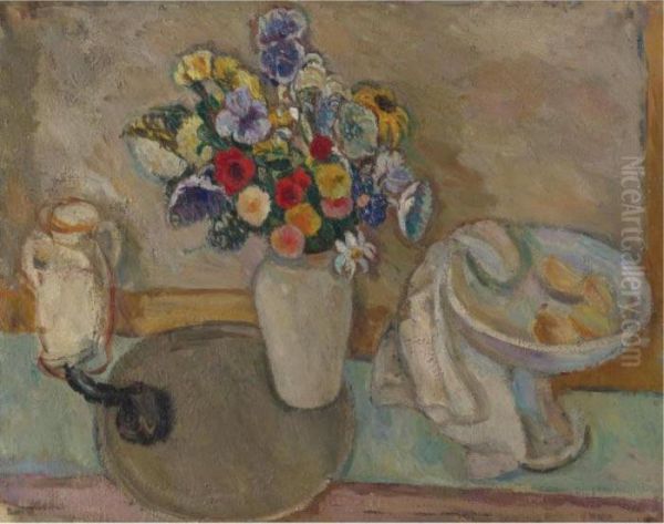 Still Life With Flowers Oil Painting by Abraham Manievich