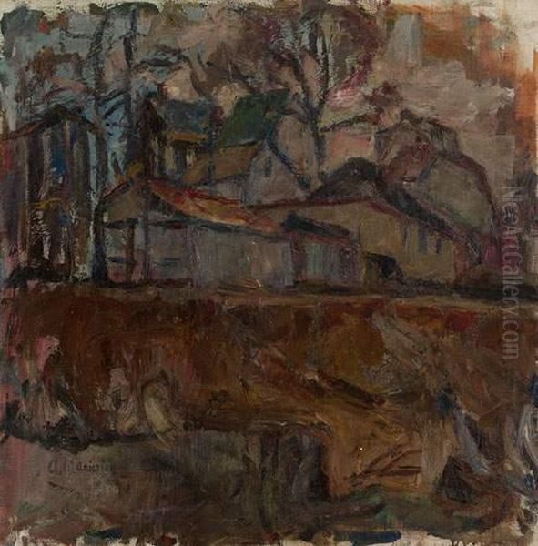 Autumn At The Farm/ Spring At The Farm (double-sided) Oil Painting by Abraham Manievich