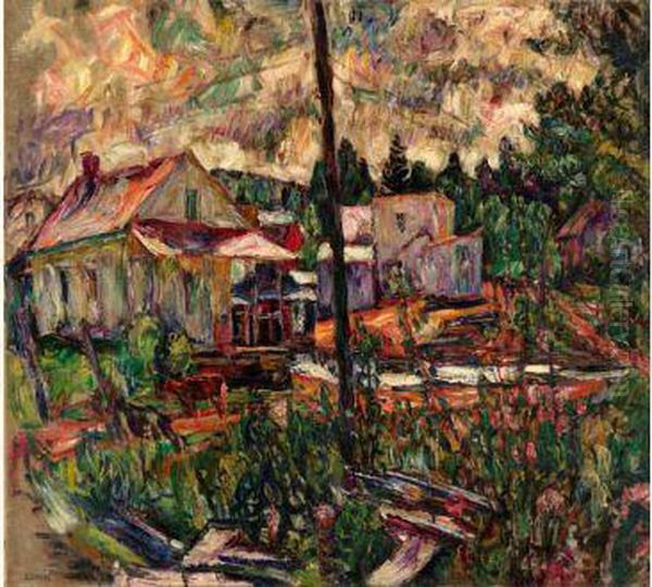 Houses In The Woods Oil Painting by Abraham Manievich