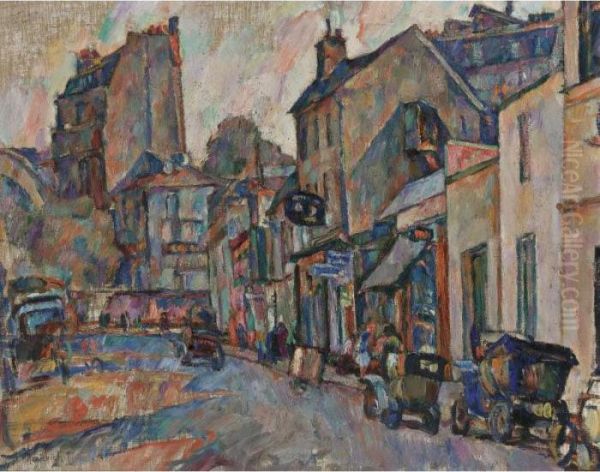 Paris Street Scene Oil Painting by Abraham Manievich