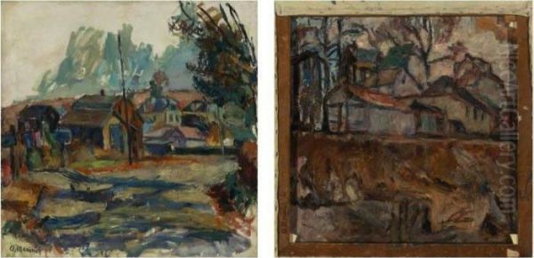 Landscape: Double-sided Oil Painting by Abraham Manievich