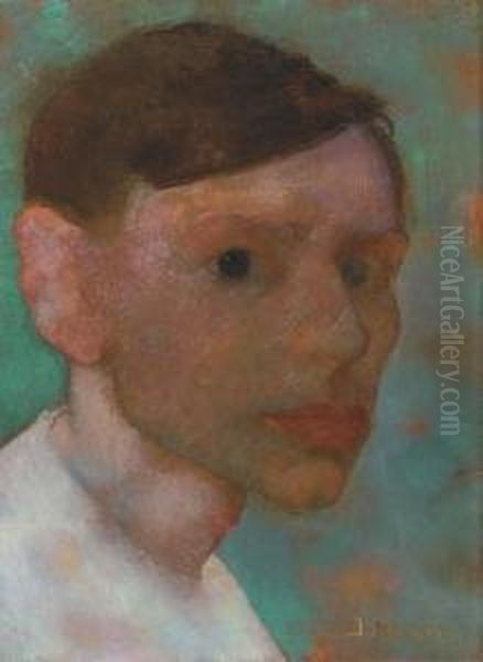 A Self Portrait Oil Painting by Jan Mankes