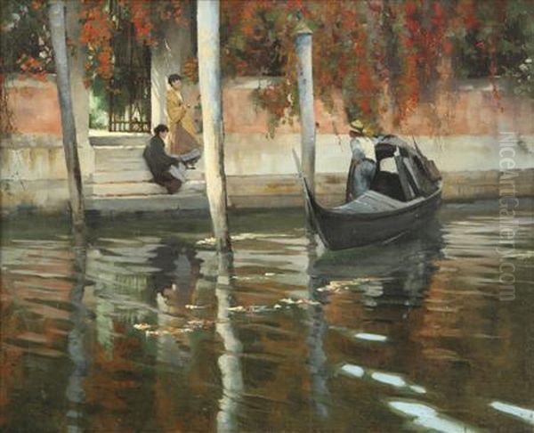 A Touch Of Autumn, Venice Oil Painting by Alexander Mann