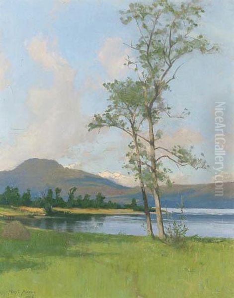 A Sunlit Loch Oil Painting by Alexander Mann