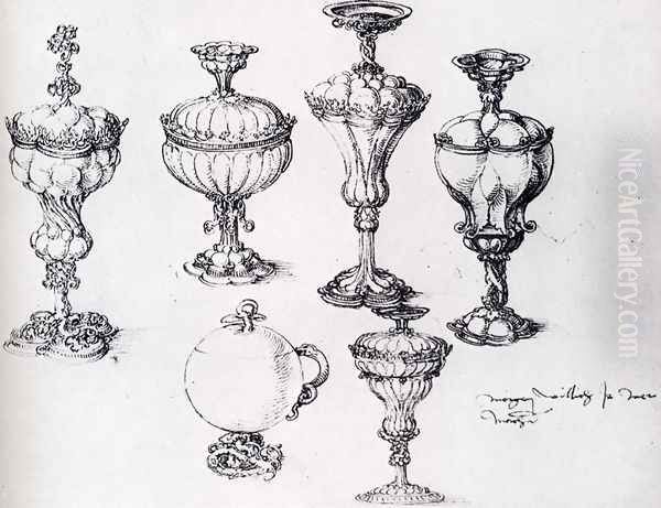 Six Goblets Oil Painting by Albrecht Durer