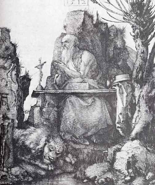 St Jerome By The Pollard Willow Oil Painting by Albrecht Durer