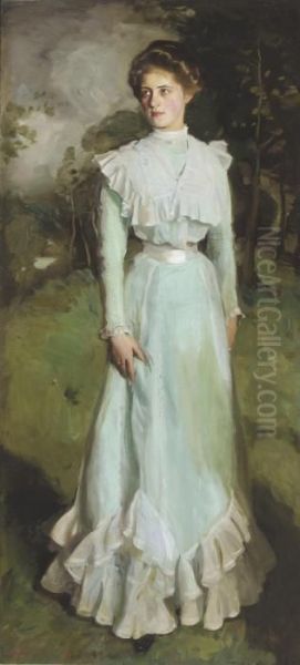 Portrait Of Miss Isabella Nairn Oil Painting by Harrington Mann