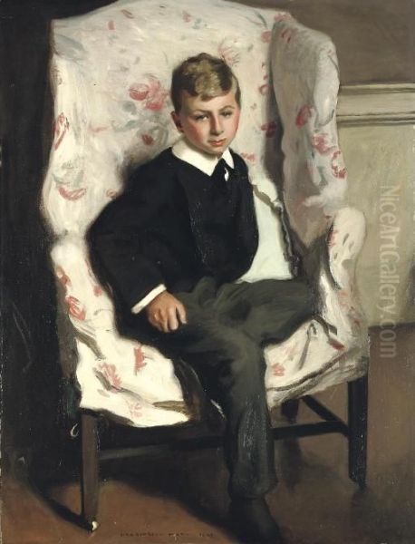 A Young Harrovian Oil Painting by Harrington Mann