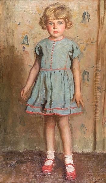 The Blue Party Dress Oil Painting by Harrington Mann