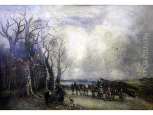 Timber Wagon Oil Painting by William Manners