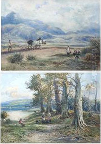 'ploughing In The Fells Oil Painting by William Manners