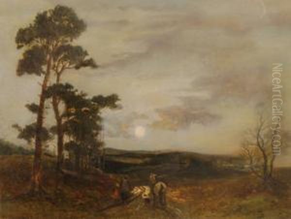 Travellers And Horse Returning Home By Moonlight Oil Painting by William Manners