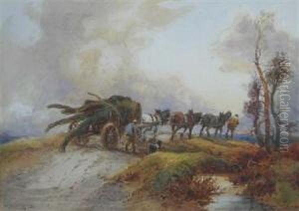 Carting Logs Oil Painting by William Manners