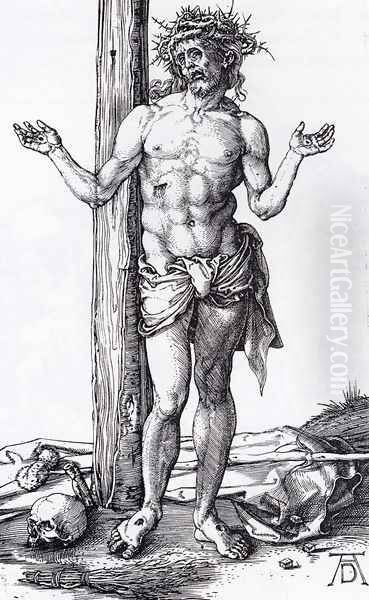 Man Of Sorrows With Hands Raised Oil Painting by Albrecht Durer