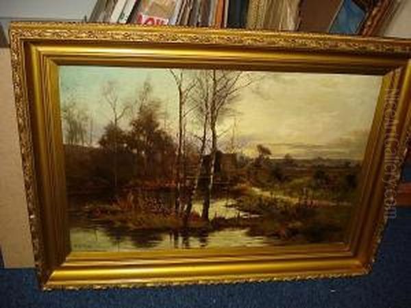 English Village Scene Oil Painting by William Manners