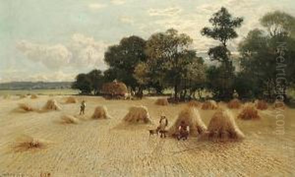 Refreshment At Harvest Time Oil Painting by William Manners