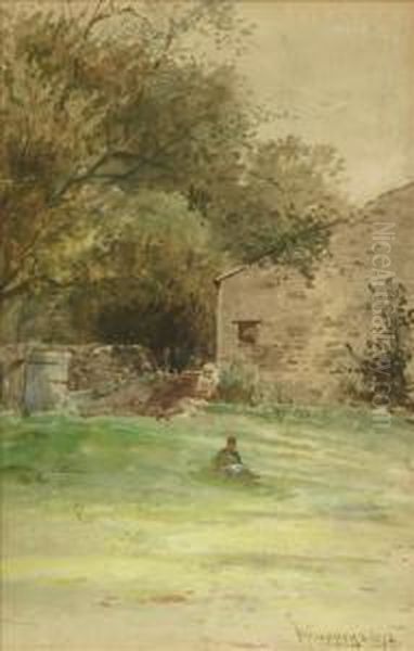 Figurebefore A Barn Oil Painting by William Manners